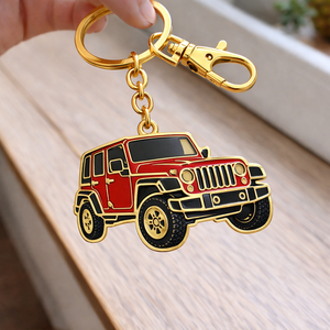 Llavero de metal personalizado con forma recortada de coche, esmaltado suave, recuerdo para niños. - Product Image 1