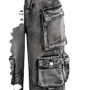 Pantalones de Mezclilla para Hombre, Estilo Workwear, con Múltiples Bolsillos, Duraderos, Casuales, Utilitarios, de Corte Holgado, Estilo Urbano - Product Image 4