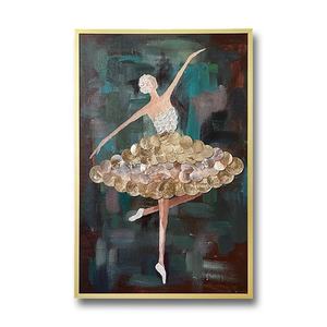 Tableau mural de luxe fait main en nacre, motif ballerine, pour décoration intérieure moderne de salon - Product Image 1