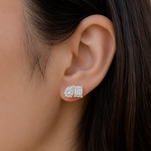 18K Yellow Gold <b>Emerald</b> Cut Lab Grown Diamond Earrings Gold Plated Women's Engagement Wedding Party Classic Style - Product Image 1