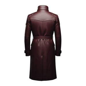 Luxury Design <b>Black</b> Leather Long <b>Coats</b> Quality Street <b>Women</b> Trench With Belt Spring Autumn Leather <b>Coat</b> - Product Image 6