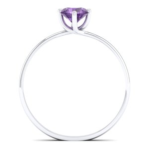 Bague de fiançailles REYES sur mesure en or massif 14 carats avec diamant certifié IGI, taille ronde, 0,5 carat, améthyste, bijoux fins - Product Image 4