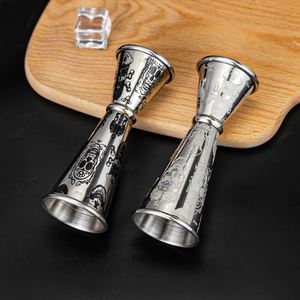 Custom Logo Skull Etched 30/60ml SS304 Stainless Steel Dual <b>End</b> Bartender Cocktail Jigger Beverage Wine Mixing Mesauring Cup - Product Image 1