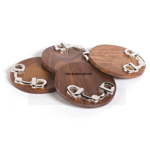 Decorative Coaster Sets for <b>Drinks</b> <b>Bar</b> Home Creative Splicing Wooden Polished Round Coaster Acacia Custom - Product Image 4