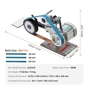 Levigatrice a Nastro a Velocità Variabile 550W, Lucidatrice 30 X 1 Pollice VFD con 2 Stampi per Levigatura - Product Image 4