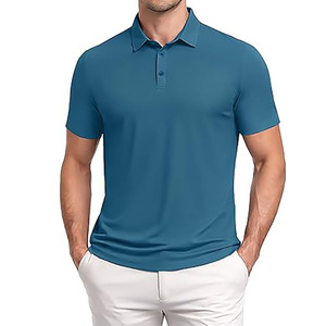 Camiseta Polo Azul Verde para Hombre, Manga Corta, Casual, Lisa, Tejido Transpirable, Logotipo Personalizado, OEM, ODM Disponible - Product Image 1