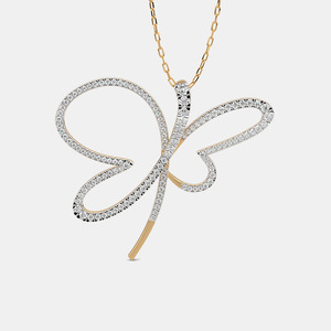 Collier pendentif papillon en or jaune 14 carats avec diamant de laboratoire - Product Image 6