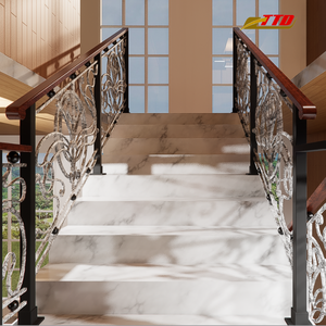 Barandilla de Escalera Moderna de Hierro Forjado con Balaustres Decorativos de Hierro – Pasamanos de Hierro Negro Personalizado para Interiores, para Escaleras Interiores Elegantes - Product Image 5