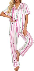 <b>Silk</b> Satin Pajamas <b>Set</b> Women Short Sleeve Sleepwear Soft Button Down Loungewear <b>Pjs</b> <b>Set</b> - Product Image 6
