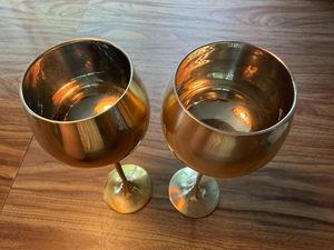 Handcrafted Brass Wine <b>Goblet</b> Long Stem Metal Drinking <b>Glass</b> Luxury Golden Barware Elegant Table Decor - Product Image 2