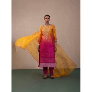 DESIGNER CHINON DIGITAL PRINTED EMBROIDERY WORK TOP PALAZZO WITH DUPATTA PINK - Product Image 1