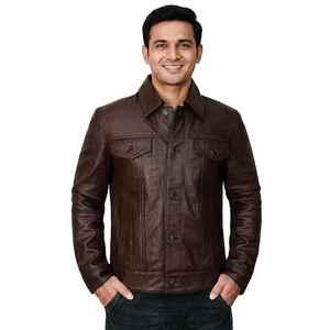 Veste en cuir pour homme, style streetwear personnalisé, meilleur design, haute qualité, grandes poches sur la poitrine. - Product Image 6