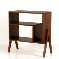 Buffet-bibliothèque bas en bois massif de style Pierre Jeanneret, design Mid-Century, avec 6 étagères flottantes pour la maison, le bureau, la salle à manger et l'entrepôt