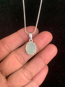 Collar de plata alemana con colgante de prehnita natural, colgante de alta calidad, joyería al por mayor para mujer, joyería hecha a mano - Product Image 1