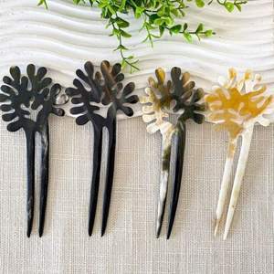 SOFIYA CRAFT Épingle à cheveux rétro ajourée florale en acétate de cellulose, bâtonnet à chignon à double griffe, accessoire féminin écologique - Product Image 1