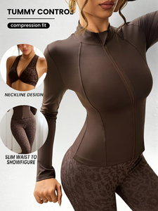 Ensemble de yoga 2 pièces pour femme, taille mi-haute, couleur unie, sans couture, antibactérien, respirant, longueur intégrale, avec taille élastique en Spandex - Product Image 2