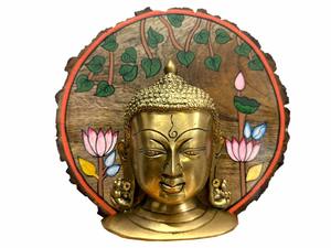 Masque de Bouddha en résine, sculpture artisanale, statue de table, technique de moulage, figurine, design Feng Shui, marque Nirmala Handicrafts - Product Image 4