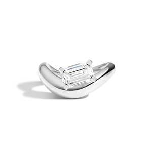 Bagues de fiançailles en or 14 carats avec émeraude et diamant de laboratoire de 1,5 carat, serties à griffes, avec bande sculpturale ondulée en forme de nuage, prix d'usine B2B - Product Image 2