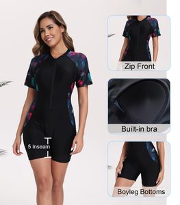 Women's One Piece Swimsuit Sport Training <b>Bathing</b> Shorts Sleeve Swimwear Water Uniform with Customized Logo Wholesale - Product Image 4