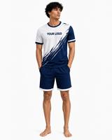 Conjunto de Camiseta de Fútbol para Hombre, Manga Corta, Cuello en V, Sublimada, Transpirable, de Poliéster, Ajuste Atlético, Logotipo Personalizado, Bolsillos