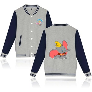 Chaqueta Varsity Ligera de Tela Delgada con Diseño de Parches Estampados de Dumbo, Color Azul Marino y Blanco, Manga Larga, 100% Algodón, Estilo Urbano para Invierno - Product Image 5