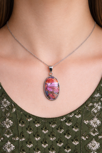 Pendentif en pierre précieuse turquoise huître barbelée, en argent sterling 925, fait main, grand pendentif, bijou cadeau pour femme - Product Image 2