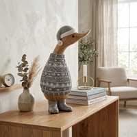 Figurine de canard en bois de bambou Art Déco unique, faite à la main, écologique, décoration d'anniversaire, intérieur contemporain pour la maison et l'hôtel