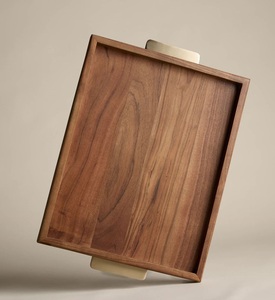 High Quality Solid Wood Eco Friendly Wedding Serving Tray Cutout Handles Rectangular Brown Luxury Classic Modern Multifunction - Product Image 6