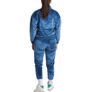 Conjunto Deportivo de Dos Piezas de Terciopelo para Mujer, Manga Larga, Cuello Camisero, Corte Holgado, Estilo Deportivo para Todas las Temporadas, Pantalones Largos, Color Sólido - Product Image 4