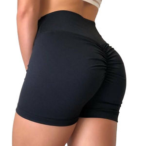 Shorts de yoga OEM en gros, respirants, écologiques, à séchage rapide, taille mi-haute, en toile lavée, avec cordon de serrage, pour femmes, pour la gym - Product Image 2