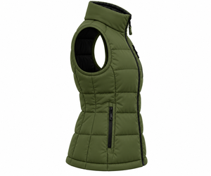 Chaleco Acolchado Verde Oliva para Mujer, Cuello Alto, Cálido para Invierno, con Bolsillos con Cremallera, Sin Mangas, para Caza, OEM - Product Image 2