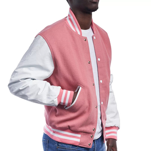 <b>Men</b> Varsity Jacket Stand Collar Thick yet Warm Made with Soft Fabric Zipper Closure Striped Edge Detailing Cartoon Pattern - Product Image 4