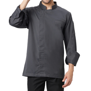ใหม่ เสื้อแจ็คเก็ตเรียบง่าย แขนยาว ปรับขนาดได้ สำหรับผู้ชาย ร้านอาหาร โรงแรม ครัว ชุดเชฟ - Product Image 1