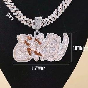 Collar con Colgante de Letra R con Diamante Redondo D VVS1 Chapado en Oro, Joyería Fina, Estilo Hip Hop, para Fiesta - Product Image 2