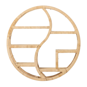 Estante Flotante Redondo de Ratán Natural, Estilo Boho, Organizador de Almacenamiento en Niveles para Decoración del Hogar - Product Image 3