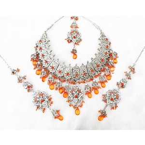 Vintage Silver Plated <b>Crystal</b> Necklace <b>Set</b> With Blue Water Drop Rhinestones Women's Wedding Bridal Jewelry - Product Image 1