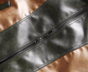 Blouson bomber en cuir PU pour homme, à blocs de couleur, manches longues, coupe-vent, style automne - Product Image 4