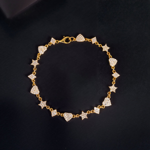 <b>Sterling</b> <b>Silver</b> Gold Plated 14K <b>Heart</b> Star Brilliant Cut Diamond Purple Gemstone Trendy Cute Pav Tennis Chain <b>Bracelet</b> Unisex - Product Image 2