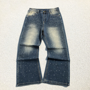 Pantalones anchos de mezclilla de cintura alta para mujer, estilo urbano, versátiles, rectos, de color personalizado, vintage, para chicas. - Product Image 6