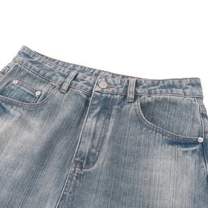 Nouveau pantalon ample rétro personnalisé pour homme, jean baggy en denim avec logo personnalisé, broderie 3D, jean délavé et vieilli Wantage - Product Image 3