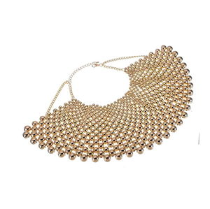 Collar de perlas blancas de diseño creativo hecho a mano para usar con top corto, collar de cuentas a la moda. - Product Image 2