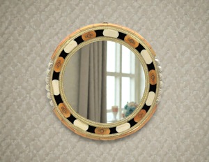 Bone Inlay Wall <b>Mirror</b> Frame with Intricate <b>Hand</b> Carved Design, Artisan Made Decorative Wall <b>Mirror</b> Interior Decoration - Product Image 1