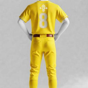 Conjunto de Uniforme de Béisbol con Cuello Redondo para Hombre, Manga Corta, 100% Poliéster, Logotipo Blanco, Corte Regular, Cierre de Botones, Transpirable - Product Image 3