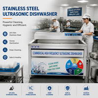 Lave-vaisselle commercial à ultrasons en inox, machine à laver la vaisselle industrielle automatique SUS304, équipement de station de préparation de cuisine, prix en gros