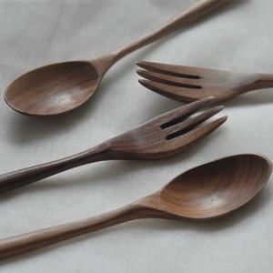 Juego de Cubiertos de Madera Natural Ecológicos de Primera Calidad - REHMAN CRAFT, Diseño Clásico, Cuchara y Tenedor Tallados a Mano, Utensilios de Cocina Tradicionales - Product Image 5