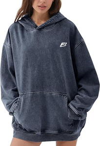 Sweat-shirts à capuche en coton mélangé délavé pour femmes, personnalisables avec logo, coupe oversize, respirants, pour l'hiver, avec poche avant pour logo OEM, USA - Product Image 3