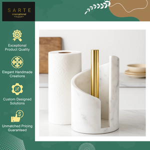 Nouvel arrivage en stock d'accessoires de cuisine, porte-rouleau de papier essuie-tout moderne en marbre et fer, écologique, fait à la main, pour un usage domestique - Product Image 4