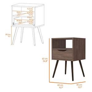 Comodino Allie con scaffale aperto superiore e un cassetto elegante Design comodino - Product Image 2