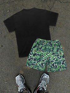 Men Urban Summer Fashion T Shirt and Shorts <b>Set</b> Breathable Cotton Casual Streetwear Two Piece Sportswear Clothing - Product Image 2