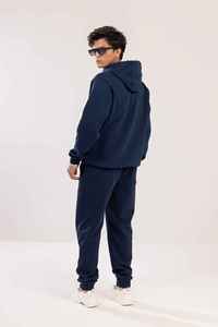 <b>Men's</b> <b>Navy</b> Blue Hooded Sweatshirt Regular Fit Solid Color <b>Fleece</b> Casual Knitted Hoodie Autumn Wear OEM ODM - Product Image 6